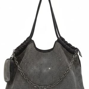 Chic Black and Silver Chain Shoulder Bag